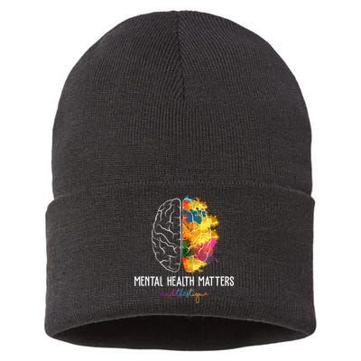 Mental Health Matters End The Stigma Colorful Brain Sustainable Knit Beanie