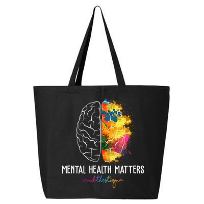 Mental Health Matters End The Stigma Colorful Brain 25L Jumbo Tote