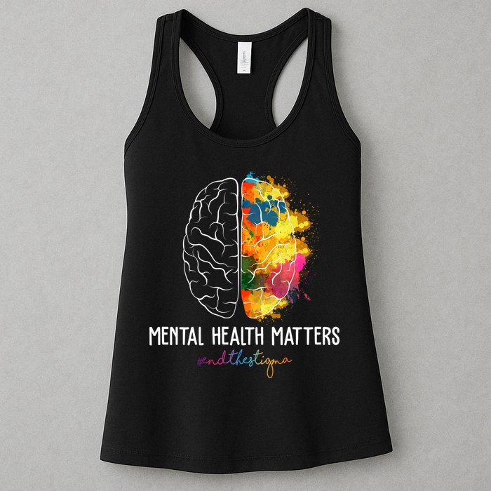 Mental Health Matters End The Stigma Colorful Brain Womens Tank Top