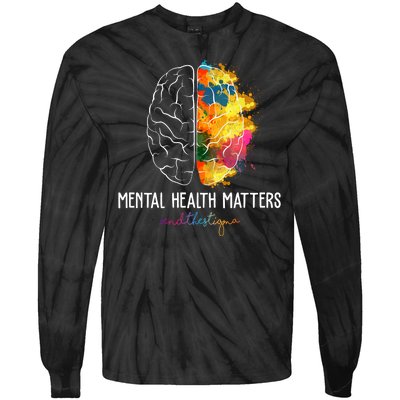 Mental Health Matters End The Stigma Colorful Brain Tie-Dye Long Sleeve Shirt