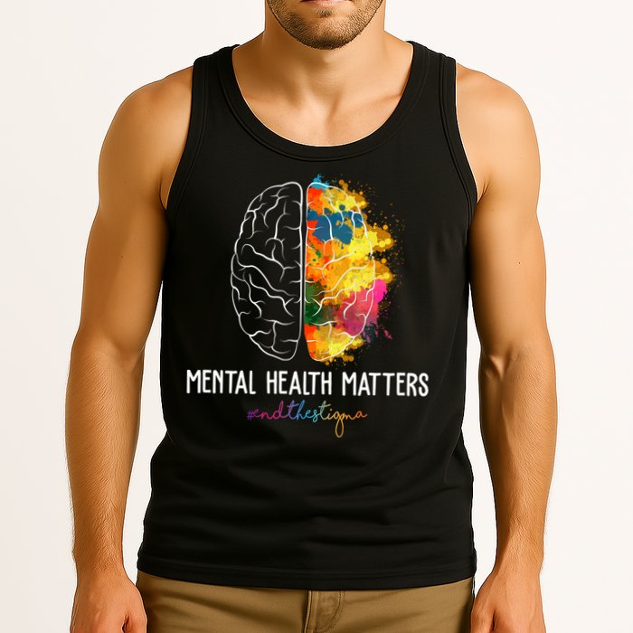 Mental Health Matters End The Stigma Colorful Brain Tank Top