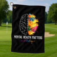 Mental Health Matters End The Stigma Colorful Brain Golf Towel