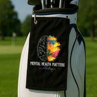 Mental Health Matters End The Stigma Colorful Brain Golf Towel