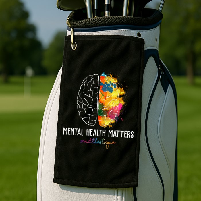 Mental Health Matters End The Stigma Colorful Brain Golf Towel
