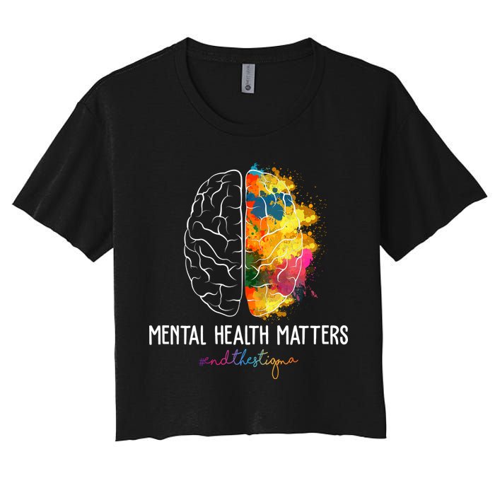 Mental Health Matters End The Stigma Colorful Brain Crop Top