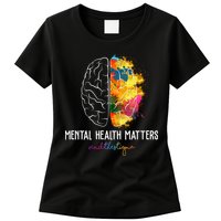 Mental Health Matters End The Stigma Colorful Brain Womens T-Shirt