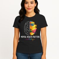 Mental Health Matters End The Stigma Colorful Brain Womens T-Shirt