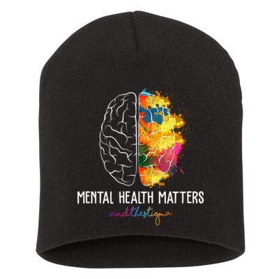 Mental Health Matters End The Stigma Colorful Brain Short Acrylic Beanie