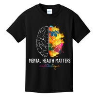Mental Health Matters End The Stigma Colorful Brain Kids T-Shirt