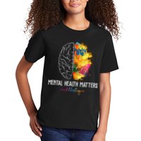 Mental Health Matters End The Stigma Colorful Brain Kids T-Shirt