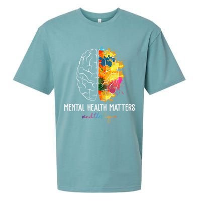 Mental Health Matters End The Stigma Colorful Brain Sueded Cloud Jersey T-Shirt