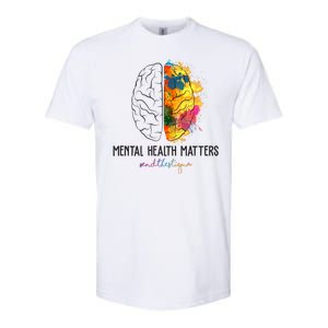 Mental Health Matters End The Stigma Colorful Brain Softstyle® CVC T-Shirt