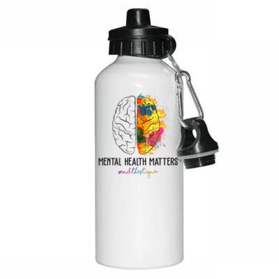 Mental Health Matters End The Stigma Colorful Brain Aluminum Water Bottle 