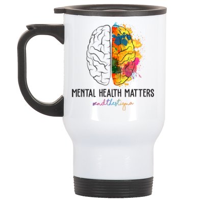 Mental Health Matters End The Stigma Colorful Brain Stainless Steel Travel Mug