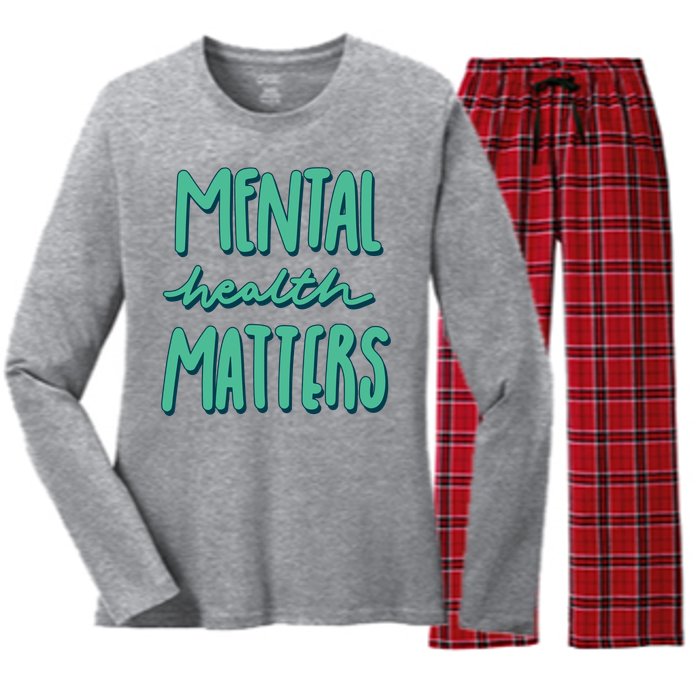 Mental Health Matters Awareness Month Women's Long Sleeve Flannel Pajama Set 