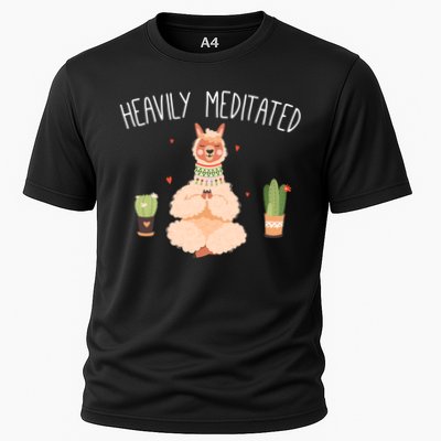 Meditation Heavily Meditated Cute Llama And Yoga Gift Performance Shirt