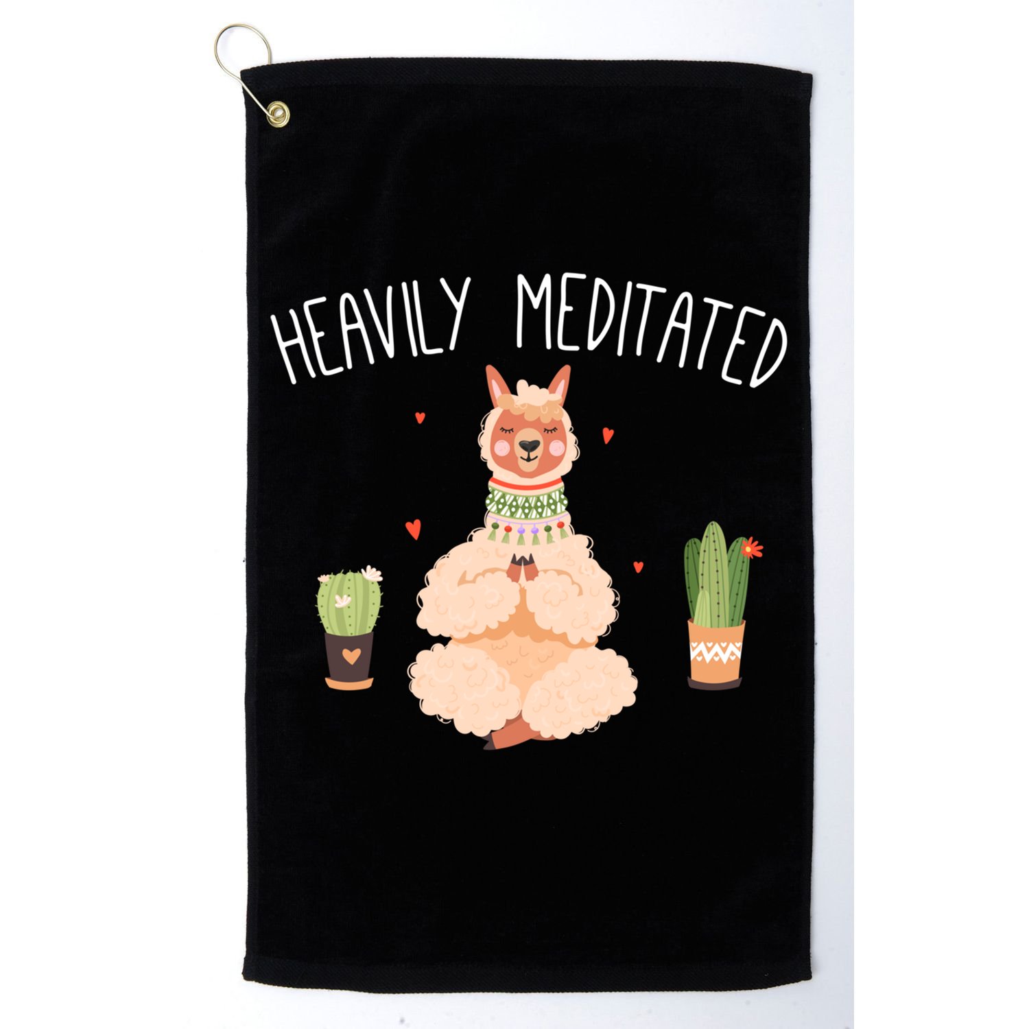 Meditation Heavily Meditated Cute Llama And Yoga Gift Golf Towel