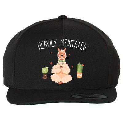 Meditation Heavily Meditated Cute Llama And Yoga Gift Wool Snapback Cap