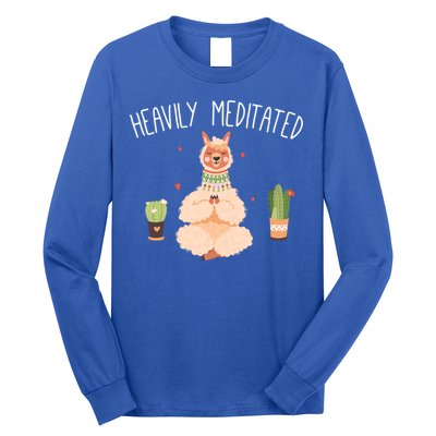Meditation Heavily Meditated Cute Llama And Yoga Gift Long Sleeve Shirt
