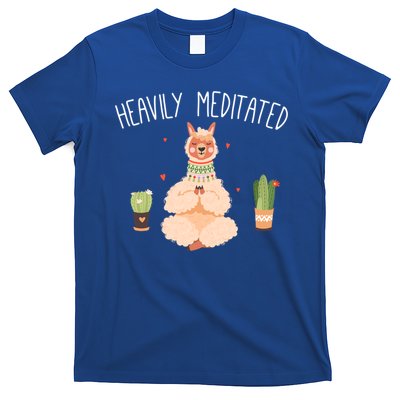 Meditation Heavily Meditated Cute Llama And Yoga Gift T-Shirt