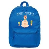 Meditation Heavily Meditated Cute Llama And Yoga Gift 16 in Basic Backpack