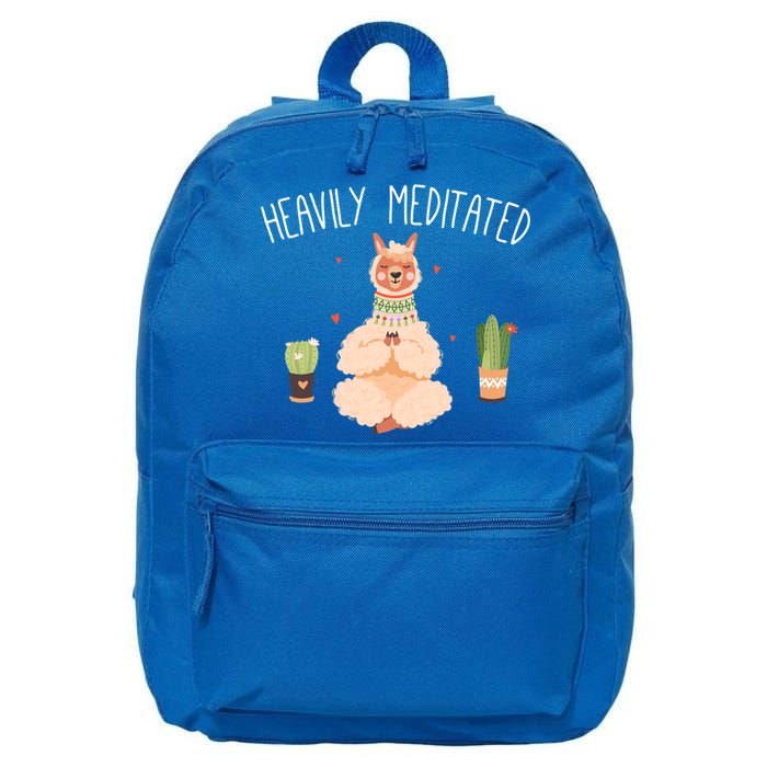 Meditation Heavily Meditated Cute Llama And Yoga Gift 16 in Basic Backpack