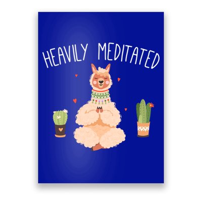 Meditation Heavily Meditated Cute Llama And Yoga Gift Poster