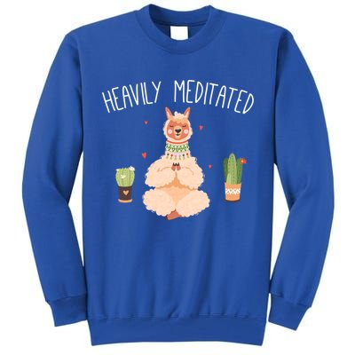 Meditation Heavily Meditated Cute Llama And Yoga Gift Tall Sweatshirt