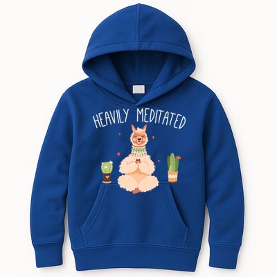 Meditation Heavily Meditated Cute Llama And Yoga Gift Kids Hoodie