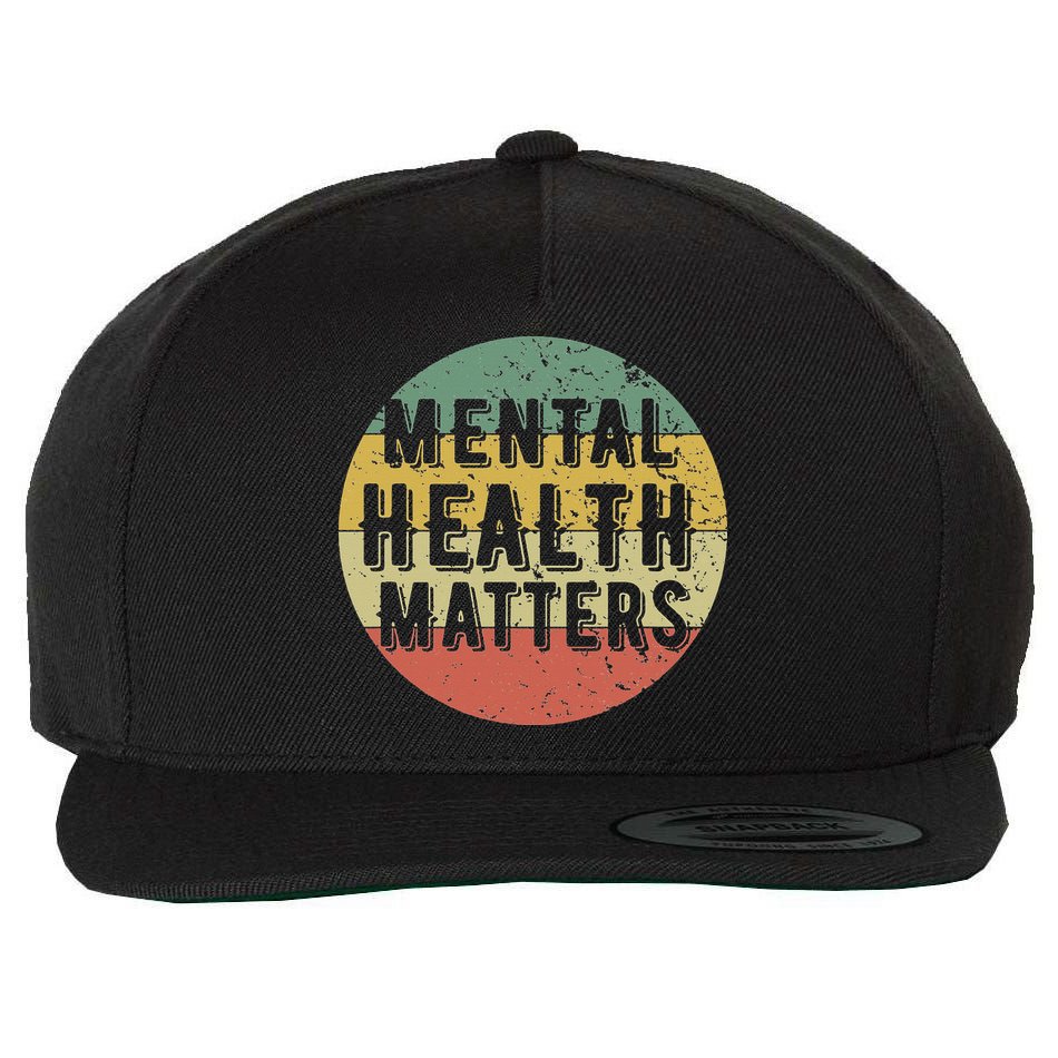 Mental Health Matters Vintage Retro 90's Style Awareness Tee Wool Snapback Cap