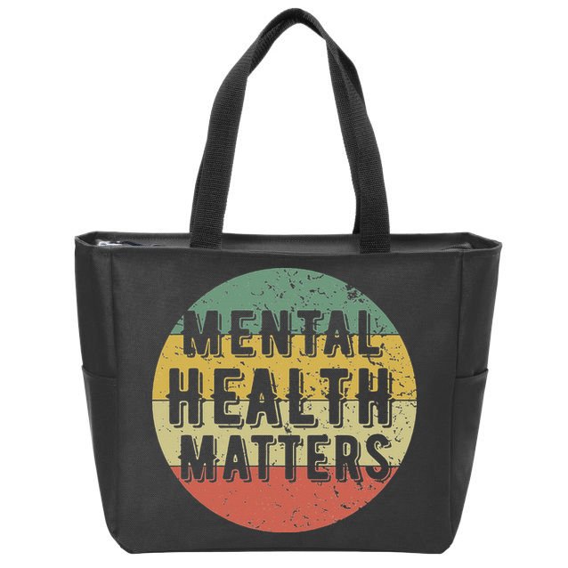 Mental Health Matters Vintage Retro 90's Style Awareness Tee Zip Tote Bag