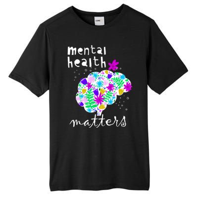 Mental Health Matters Flowers Brain Awareness Month Tall Fusion ChromaSoft Performance T-Shirt