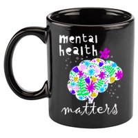Mental Health Matters Flowers Brain Awareness Month 11oz C Handle Ceramic Mug