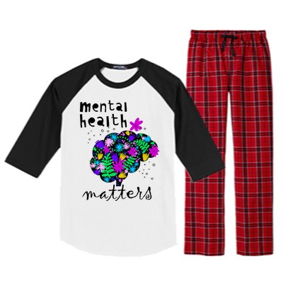 Mental Health Matters Flowers Brain Awareness Month Raglan Sleeve Pajama Set