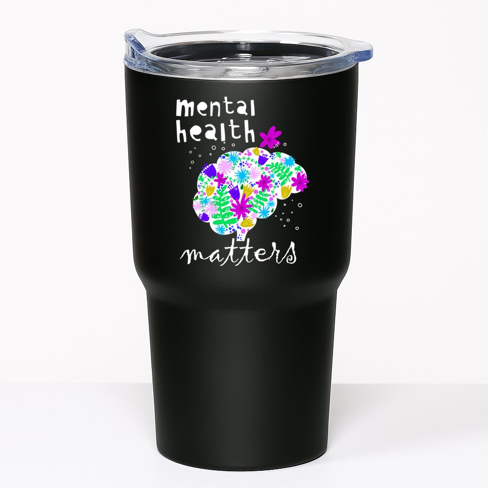 Mental Health Matters Flowers Brain Awareness Month Tumbler