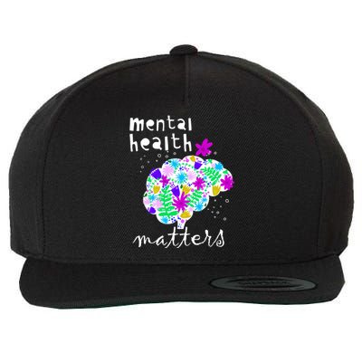 Mental Health Matters Flowers Brain Awareness Month Wool Snapback Cap