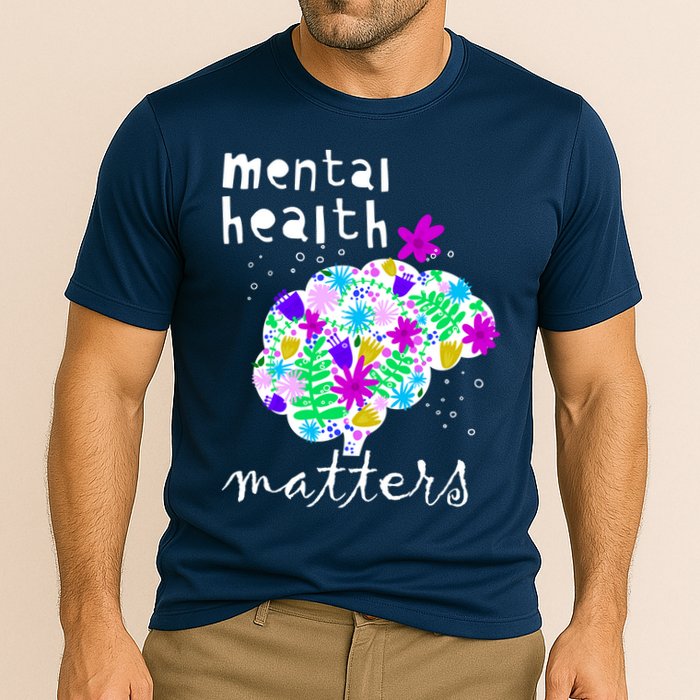 Mental Health Matters Flowers Brain Awareness Month Cooling Performance Crew T-Shirt