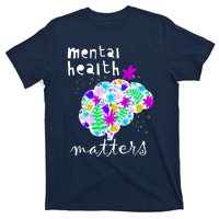 Mental Health Matters Flowers Brain Awareness Month T-Shirt