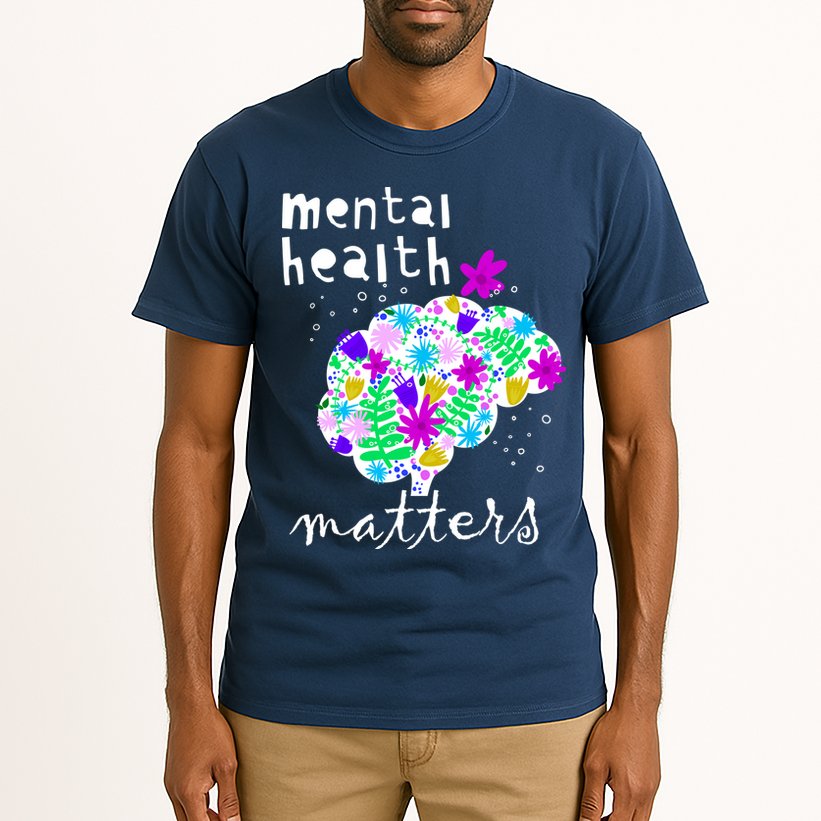 Mental Health Matters Flowers Brain Awareness Month Tall T-Shirt