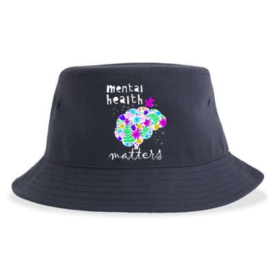 Mental Health Matters Flowers Brain Awareness Month Sustainable Bucket Hat