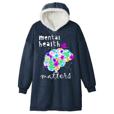 Mental Health Matters Flowers Brain Awareness Month Hooded Wearable Blanket