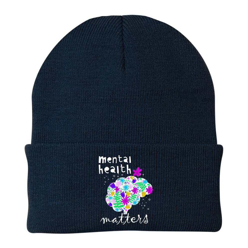 Mental Health Matters Flowers Brain Awareness Month Beanie