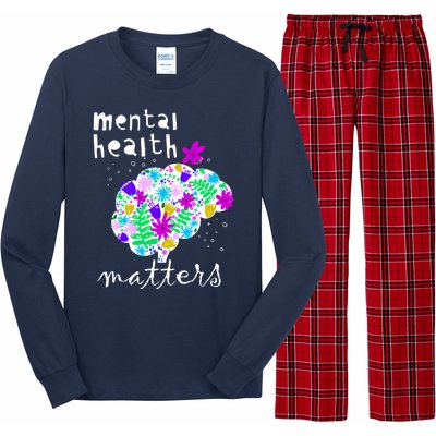 Mental Health Matters Flowers Brain Awareness Month Long Sleeve Pajama Set