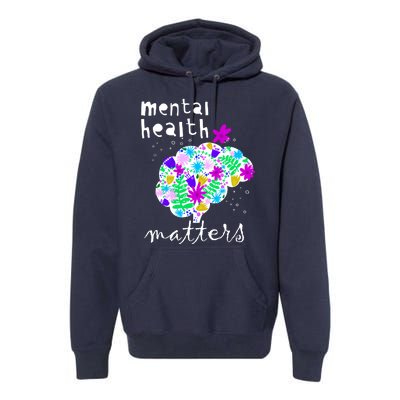 Mental Health Matters Flowers Brain Awareness Month Premium Hoodie