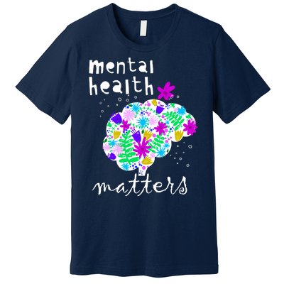 Mental Health Matters Flowers Brain Awareness Month Premium T-Shirt