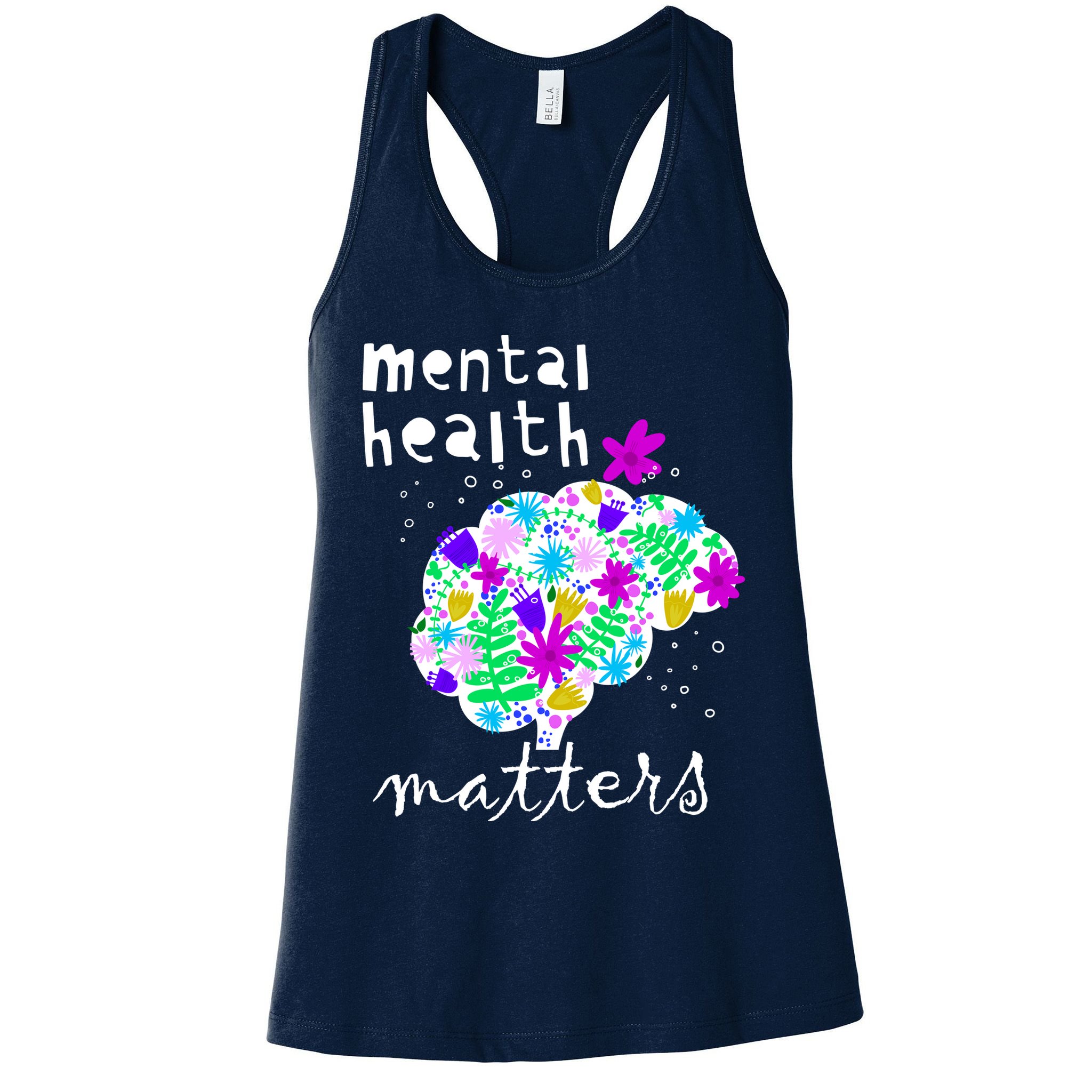 Mental Health Matters Flowers Brain Awareness Month Womens Tank Top