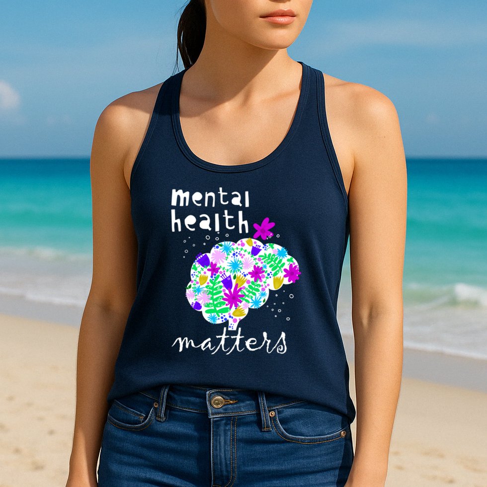 Mental Health Matters Flowers Brain Awareness Month Womens Tank Top