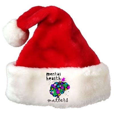 Mental Health Matters Flowers Brain Awareness Month Premium Christmas Santa Hat