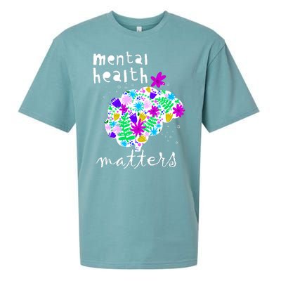 Mental Health Matters Flowers Brain Awareness Month Sueded Cloud Jersey T-Shirt