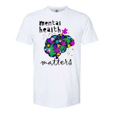 Mental Health Matters Flowers Brain Awareness Month Softstyle CVC T-Shirt